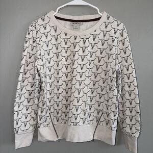 Ariat Girls Crewneck Longhorn Zipper Accent Knit Pullover Sweatshirt Sz Medium